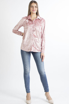 Розовая бархатная рубашка Bast со скидкой