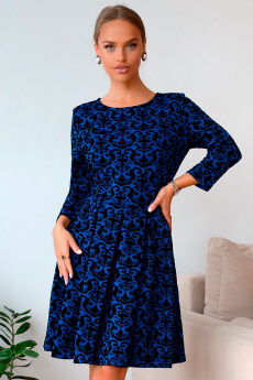 Синее жаккардовое платье Open-Style