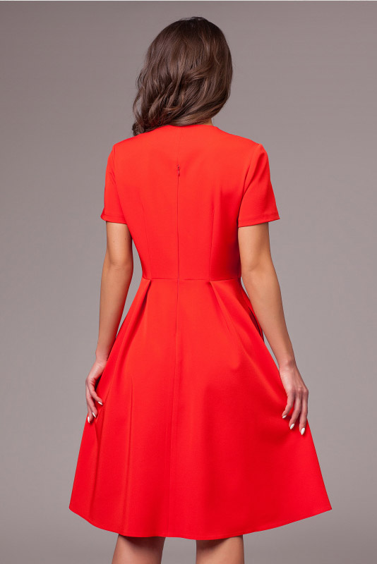 Фото товара 16014, красное платье с коротким рукавом